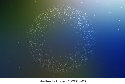 Dark Blue, Green vector background with astronomical stars. Shining colored illustration with bright astronomical stars. Pattern for astrology websites.