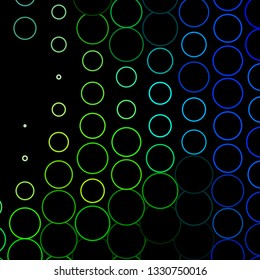 Dark Blue, Green vector background with circles. Illustration with set of shining colorful abstract spheres. Design for posters, banners.