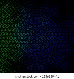Dark Blue, Green vector background with circles. Illustration with set of shining colorful abstract spheres. Pattern for booklets, leaflets.