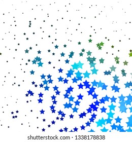 Dark Blue, Green vector background with colorful stars. Shining colorful illustration with small and big stars. Pattern for websites, landing pages.