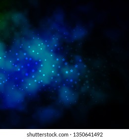Dark Blue, Green vector background with small and big stars. Modern geometric abstract illustration with stars. Pattern for wrapping gifts.