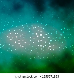 Dark Blue, Green vector background with small and big stars. Modern geometric abstract illustration with stars. Design for your business promotion.