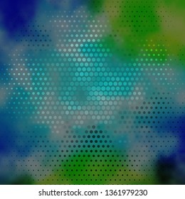 Dark Blue, Green vector background with circles. Abstract decorative design in gradient style with bubbles. Design for your commercials.