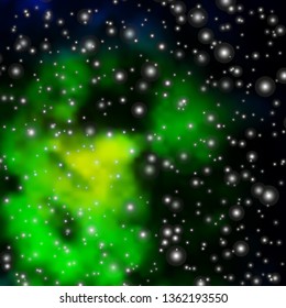 Dark Blue, Green vector background with small and big stars. Modern geometric abstract illustration with stars. Theme for cell phones.