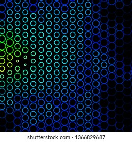 Dark Blue, Green vector background with circles. Abstract decorative design in gradient style with bubbles. New template for your brand book.