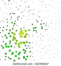 Dark Blue, Green vector background with colorful stars. Shining colorful illustration with small and big stars. Design for your business promotion.