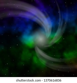 Dark Blue, Green vector background with small and big stars. Colorful illustration in abstract style with gradient stars. Best design for your ad, poster, banner.