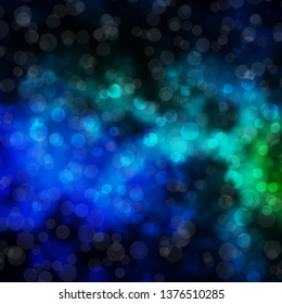 Dark Blue, Green vector background with circles. Illustration with set of shining colorful abstract spheres. New template for your brand book.