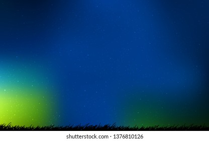 Dark Blue, Green vector background with galaxy stars. Shining colored illustration with bright astronomical stars. Template for cosmic backgrounds.