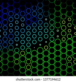 Dark Blue, Green vector background with circles. Abstract decorative design in gradient style with bubbles. Pattern for booklets, leaflets.