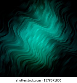 Dark Blue, Green vector background with curved lines. Illustration in abstract style with gradient curved.  Pattern for websites, landing pages.
