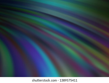 Dark Blue, Green vector background with lamp shapes. Modern gradient abstract illustration with bandy lines. The best blurred design for your business.