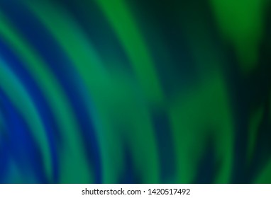 Dark Blue, Green vector background with bent ribbons. Colorful abstract illustration with gradient lines. Marble design for your web site.