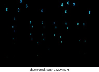 Dark Blue, Green vector background with Dollar. Shining colored illustration with USD signs. Best design for your ad, poster, banner of money.