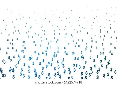 Dark Blue, Green vector background with Dollar. Illustration with USD signs on white template. Smart design for your business advert of economic, wealth.