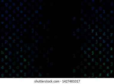 Dark Blue, Green vector background with signs of alphabet. Shining colorful illustration with isolated letters. The pattern can be used for ad, booklets, leaflets of education.