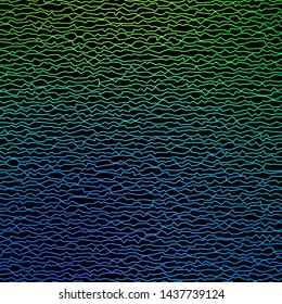 Dark Blue, Green vector background with bent lines. Abstract gradient illustration with wry lines. Pattern for ads, commercials.