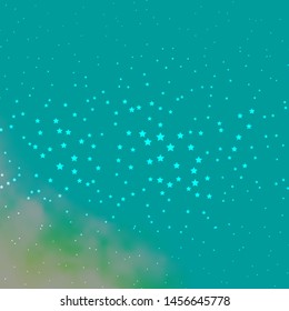 Dark Blue, Green vector background with colorful stars. Blur decorative design in simple style with stars. Pattern for wrapping gifts.