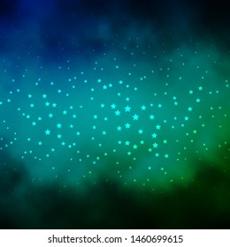 Dark Blue, Green vector background with colorful stars. Colorful illustration with abstract gradient stars. Pattern for wrapping gifts.