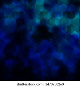 Dark Blue, Green vector background with hexagons. Abstract illustration with colorful hexagons. New template for your brand book.