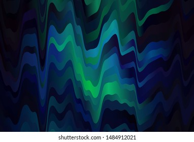 Dark Blue, Green vector background with wry lines. Colorful illustration in simple style with gradient. New composition for your brand book.