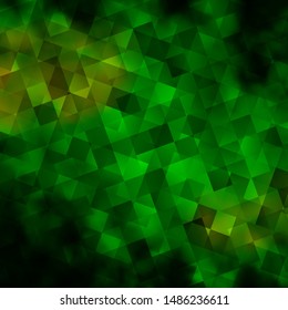 Dark Blue, Green vector background with triangles, cubes. Lines, rhombus with colorful gradient. Best design for posters, banners.