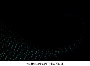 Dark Blue, Green vector background with cards signs. Colored illustration with hearts, spades, clubs, diamonds. Smart design for your business advert of casinos.
