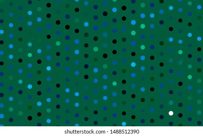 Dark Blue, Green vector background with bubbles. Abstract illustration with colored bubbles in nature style. Pattern for beautiful websites.