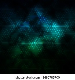 Dark Blue, Green vector background with lines, triangles. Colorful illustration with triangles in simple style. Pattern for booklets, leaflets