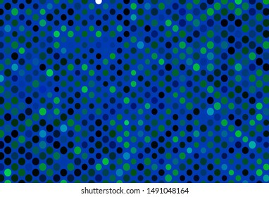 Dark Blue, Green vector background with bubbles. Blurred decorative design in abstract style with bubbles. Pattern for ads, leaflets.