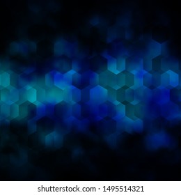 Azul oscuro, fondo vectorial verde con hexágonos. Ilustración abstracta brillante en estilo hexagonal. Diseño para afiches y banners de sitios web.
