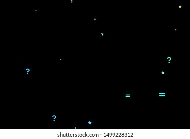 Dark Blue, Green vector background with math elements. Modern geometrical illustration with numerals. Pattern for ad, booklets, leaflets of education.