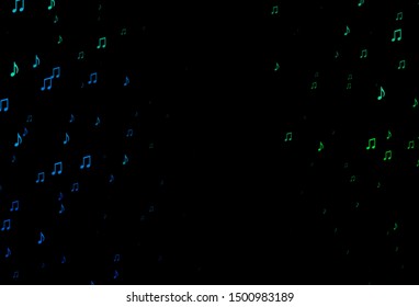 Dark Blue, Green vector background with music symbols. Isolated colorful music keys on abstract background. Pattern for school ad, booklets.