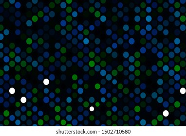 Dark Blue, Green vector background with bubbles. Modern abstract illustration with colorful water drops. Pattern for ads, leaflets.