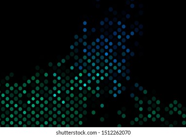 Dark Blue, Green vector background with bubbles. Glitter abstract illustration with blurred drops of rain. Pattern for beautiful websites.