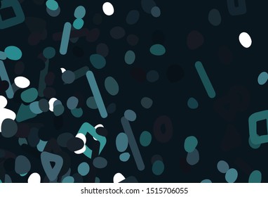 Dark Blue, Green vector background with abstract shapes. Colorful chaotic forms with gradient in modern style. Elegant design for wallpapers.
