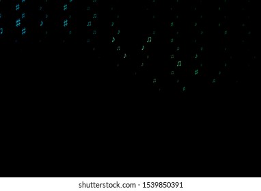 Dark Blue, Green vector background with music symbols. Isolated colorful music keys on abstract background. Pattern for websites of musitians.