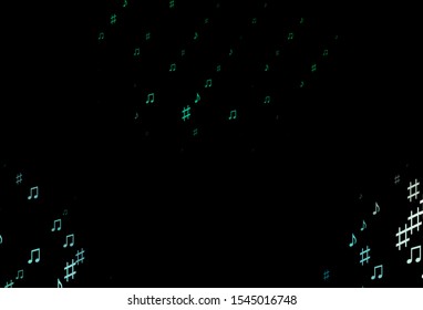 Dark Blue, Green vector background with music symbols. Modern abstract illustration with melody keys. Template for fasion magazines.