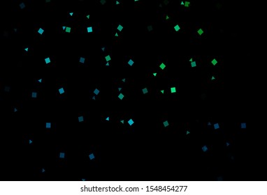 Dark Blue, Green vector background with triangles, circles, cubes. Abstract illustration with colorful dots, lines, cubes. Template for wallpapers.