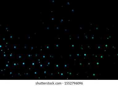 Dark Blue, Green vector background with triangles, circles, cubes. Illustration with set of colorful circles, triangles, squares. Pattern can be used for websites.