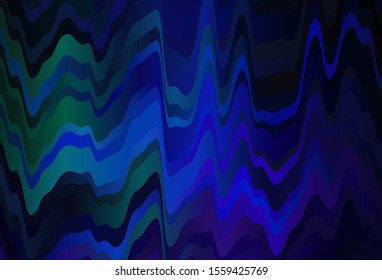 Dark Blue, Green vector background with curved lines. Colorful abstract illustration with gradient lines. A new texture for your  ad, booklets, leaflets.