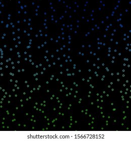Dark Blue, Green vector background with colorful stars. Blur decorative design in simple style with stars. Pattern for websites, landing pages.
