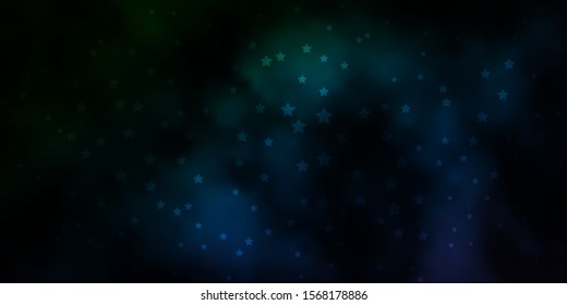 Dark Blue, Green vector background with small and big stars. Colorful illustration in abstract style with gradient stars. Theme for cell phones.