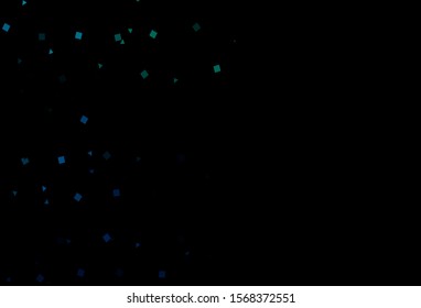 Dark Blue, Green vector background with triangles, circles, cubes. Glitter abstract illustration with spheres, squares, lines. Pattern for commercials.