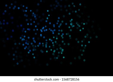 Dark Blue, Green vector background with xmas snowflakes. Blurred decorative design in xmas style with snow. New year design for your ad, poster, banner.