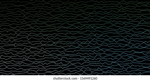 Dark Blue, Green vector background with bent lines. Colorful abstract illustration with gradient curves. Template for your UI design.