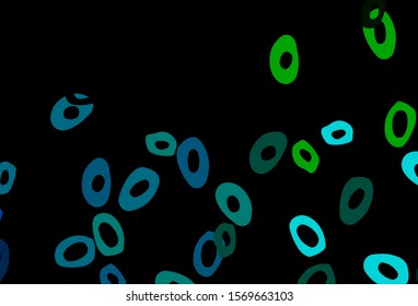 Dark Blue, Green vector background with bubbles. Beautiful colored illustration with blurred circles in nature style. Design for posters, banners.
