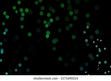 Dark Blue, Green vector background with xmas snowflakes. Modern geometrical abstract illustration with crystals of ice. New year design for your business advert.