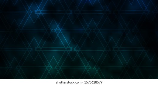 Dark Blue, Green vector background with triangles. Triangles on abstract background with colorful gradient. Best design for posters, banners.