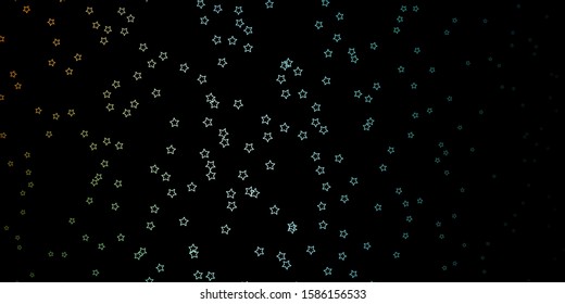 Dark Blue, Green vector background with colorful stars. Modern geometric abstract illustration with stars. Pattern for new year ad, booklets.